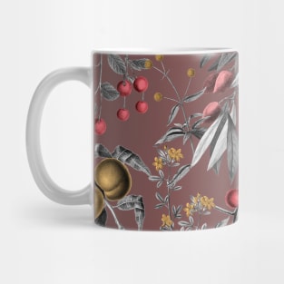 Antique Botanical Pattern (Wine Red) Mug